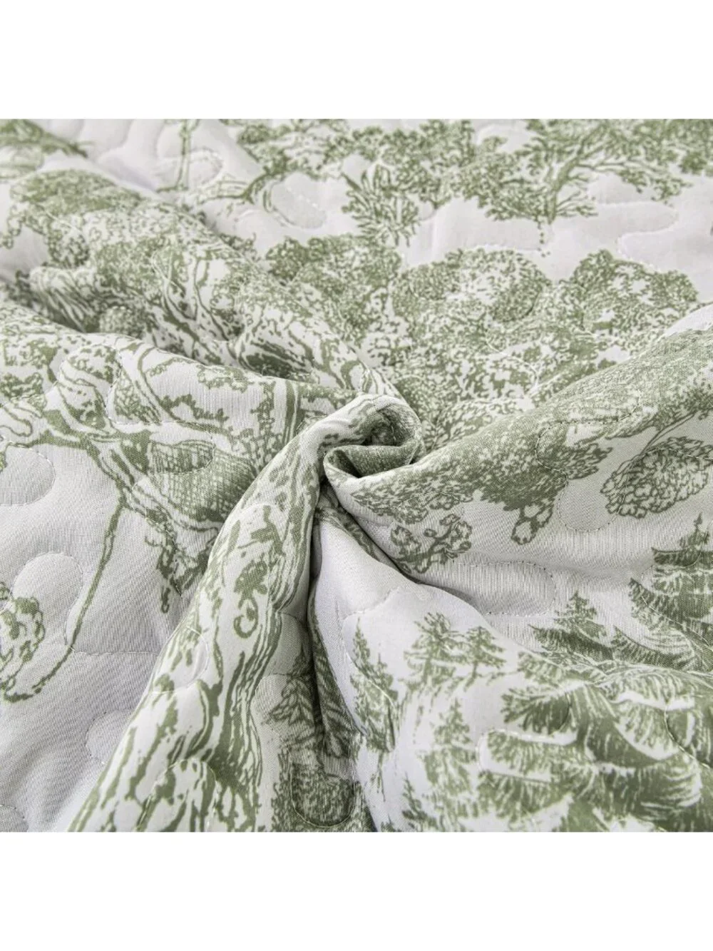 Sage Green King Quilt Set - Reversible Floral Botanical Bedding, 3-Piece